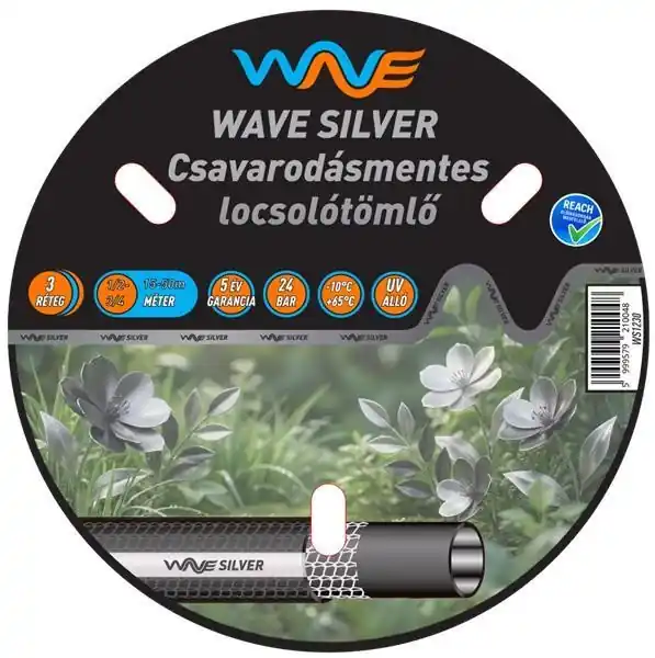 Olcsó WAVE SILVER 3 rétegű szöveterősítésű csavarodásmentes kerti locsolótömlő, 1/2" 15m (WS1215) (TFA)