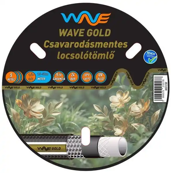 Különleges ajánlat WAVE GOLD 5 rétegű szöveterősítésű csavarodásmentes kerti locsolótömlő, 3/4" 50m (WG3450) (TFA)