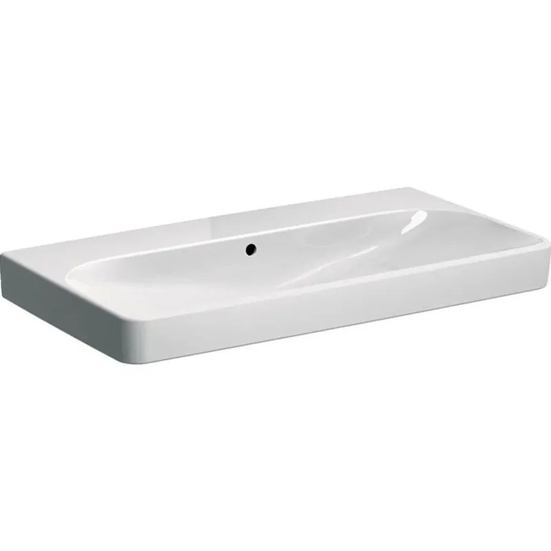 Outlet Geberit Smyle Square mosdó 90x16,5x48cm, csaplyuk nélkül, túlfolyóval (500.250.01.1)