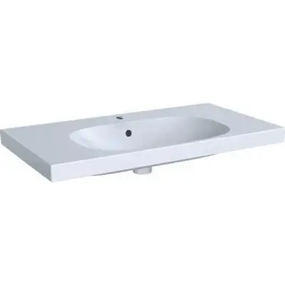 Geberit Acanto mosdó pakolófelülettel, EFF1 rögzítés, 90x16.8x48.2cm, csaplyuk középen, túlfolyóval ( 500.623.01.2 ) Árengedmény