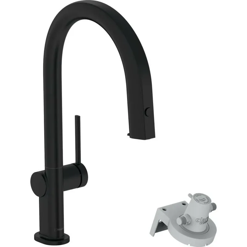 Hansgrohe Aqittura M91 Filtersystem konyhai csaptelep 210, kihúzható kifolyó, 1jet, matt fekete (76803670) Korlátozott ajánlat