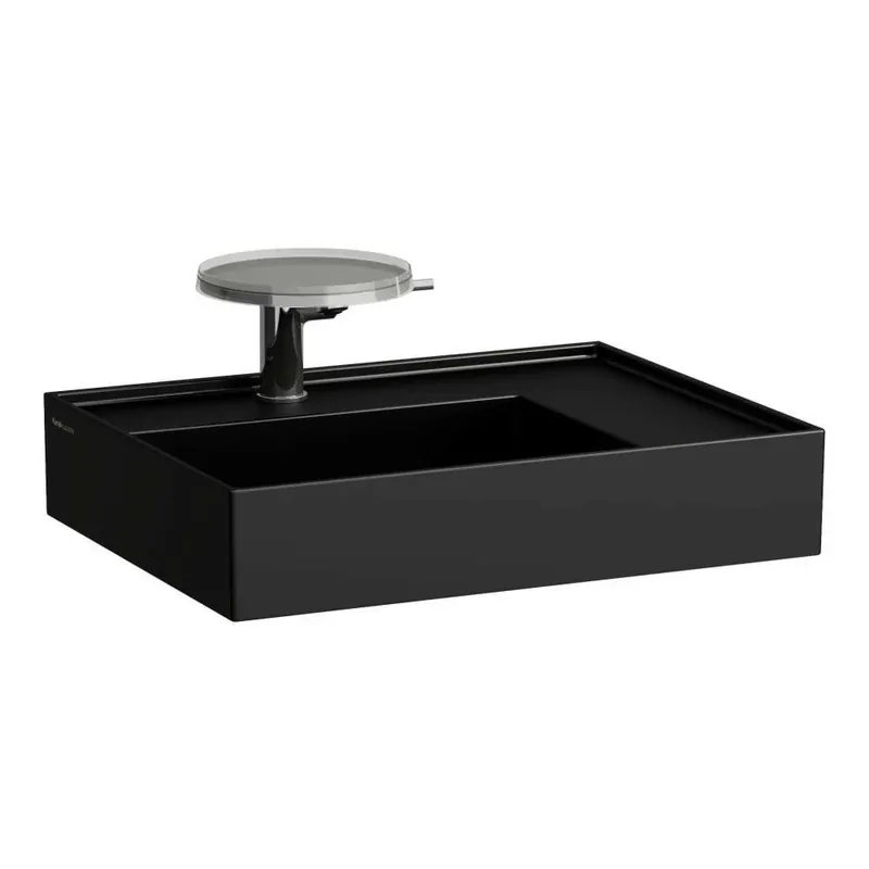 Gyors kiszállítás Laufen Kartell By mosdó, aszimmetrikus, polcfelület jobb oldalon, speciálisan fedett lefolyóval (H8103347161111)