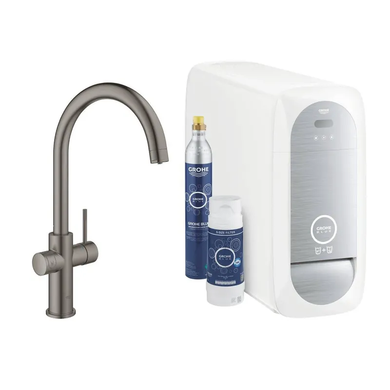 Grohe Blue Home C-kifolyós kezdőkészlet S-es méretű filterrel, Brushed Hard Graphite (31455AL1) Azonnali szállítás