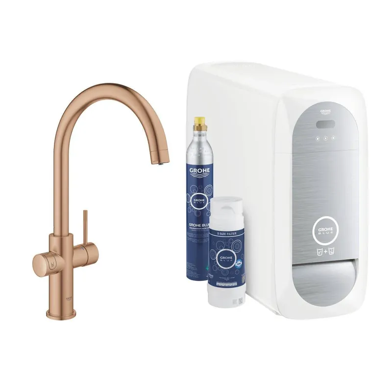 Grohe Blue Home C-kifolyós kezdőkészlet S-es méretű filterrel, Brushed Warm Sunset (31455DL1) Különleges ajánlat