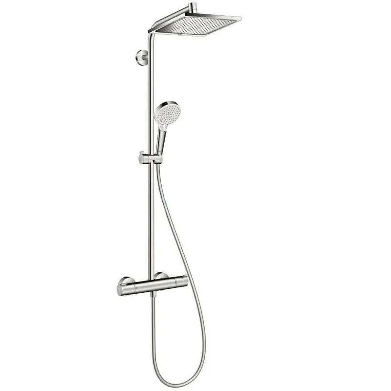 Alacsony ár Hansgrohe Crometta E 240 Showerpipe króm termosztatikus zuhanycsappal (falon kívüli)