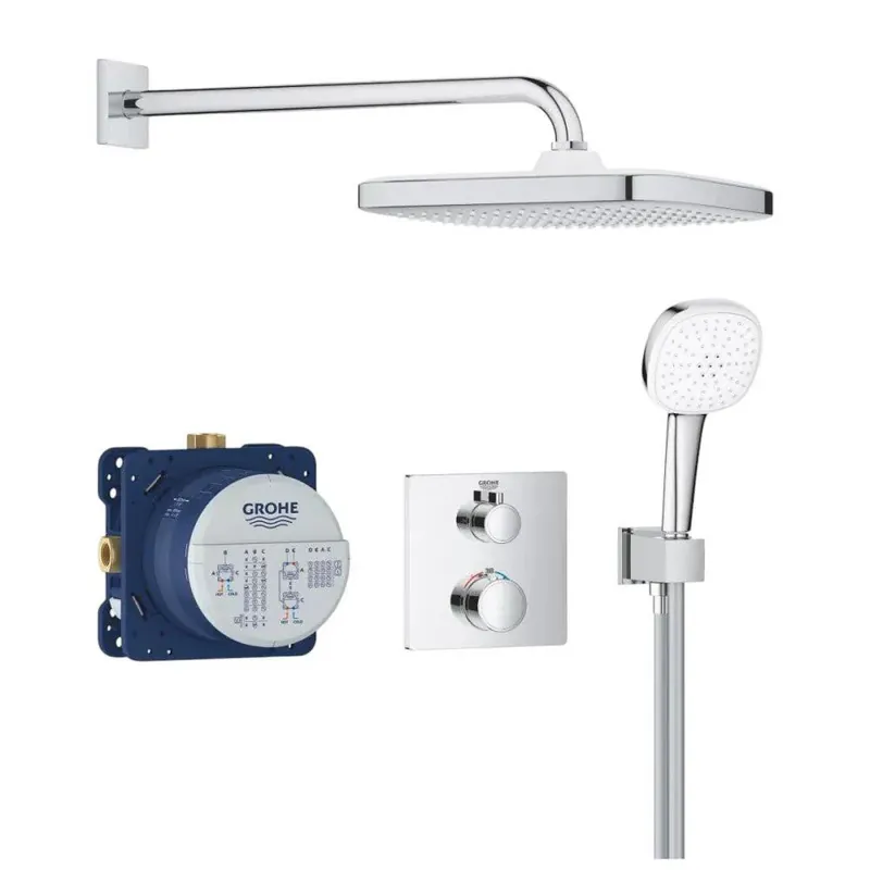 Végkiárusítás Grohe Grohtherm rejtett zuhanyrendszer, Tempesta 250 Cube fejzuhany (34871000)