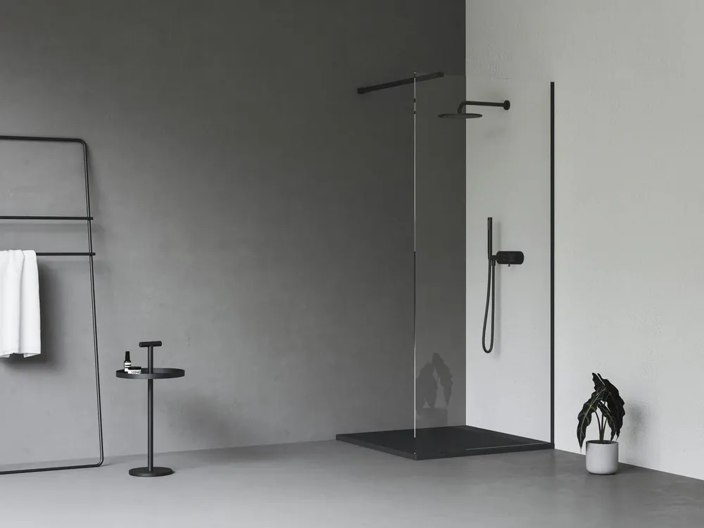 Outlet Ravak Walk In Wall szett - 90 zuhanykabin fekete+transparent, 1 merevítővel (GW9W7030SZ1)