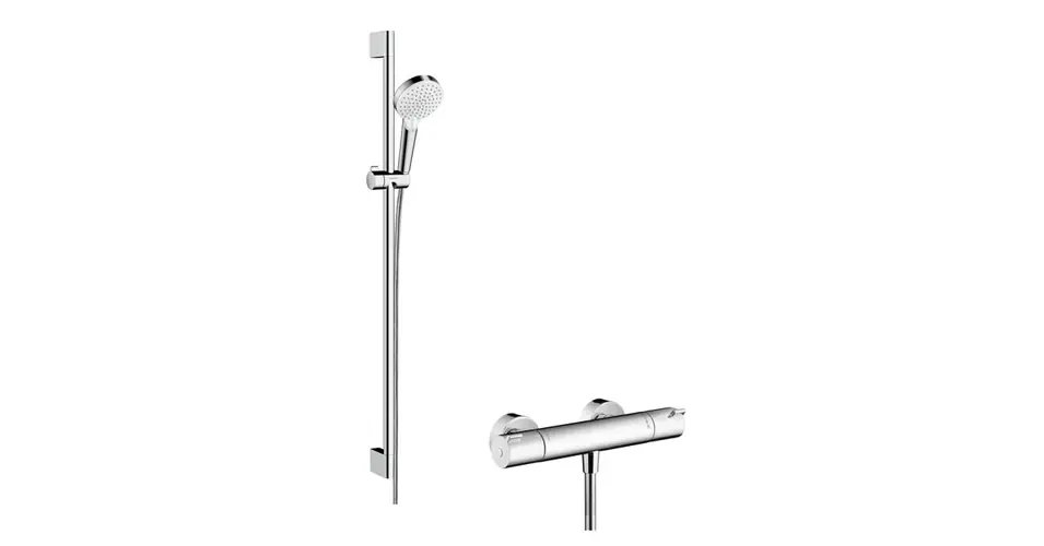 Outlet HANSGROHE Ecostat 1001 Combi szett 0,9 m Crometta Vario kézizuhannyal, fehér/króm