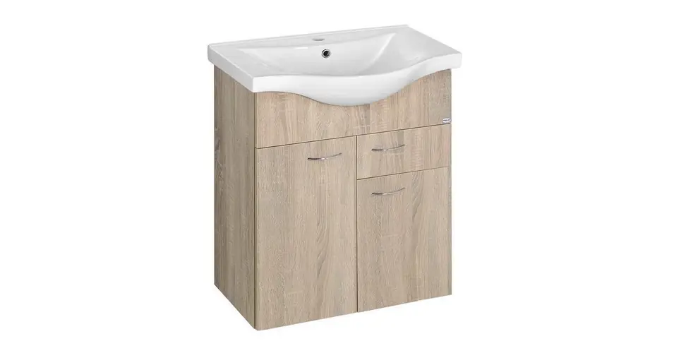 AQUALINE Keramia Fresh mosdótartó szekrény, 60,5×74×34 cm, platina tölgy Szuper akció