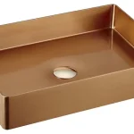 Prémium SAPHO Aurum inox mosdó klik-klak lefolyóval, 50×35,2 cm, rózsaarany