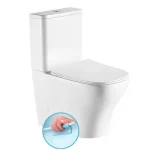 SAPHO Bello rimless monoblokkos WC, alsó/hátsó kifolyású, ülőke nélkül, 38×64 cm, duálgombos öblítőmechanikával Végkiárusítás