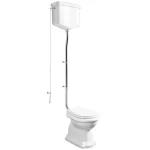 KERASAN Retro álló WC, hátsó kifolyású, tartállyal, öblítőmechanikával, ülőke nélkül, fehér/króm Bestseller