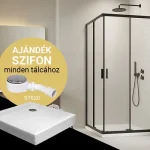 H2O Comfort Black C szögletes zuhanykabin + Nero C előlapos zuhanytálca Olcsó