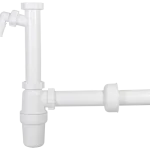 Gyors kiszállítás Mosogató búraszifon 6/4", egymedencés, leeresztőszelep nélkül, mosógép csatlakozóval, Ø40 mm-es elfolyással