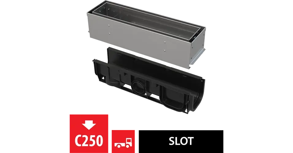 Gyors szállítás ALCA aszimmetrikus kültéri résfolyóka revíziós résszel 100 mm, rozsdamentes acélból