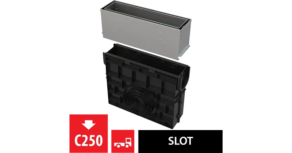 ALCA aszimmetrikus kültéri résfolyóka revíziós résszel 160 mm, rozsdamentes acélból Vásárlói kedvenc