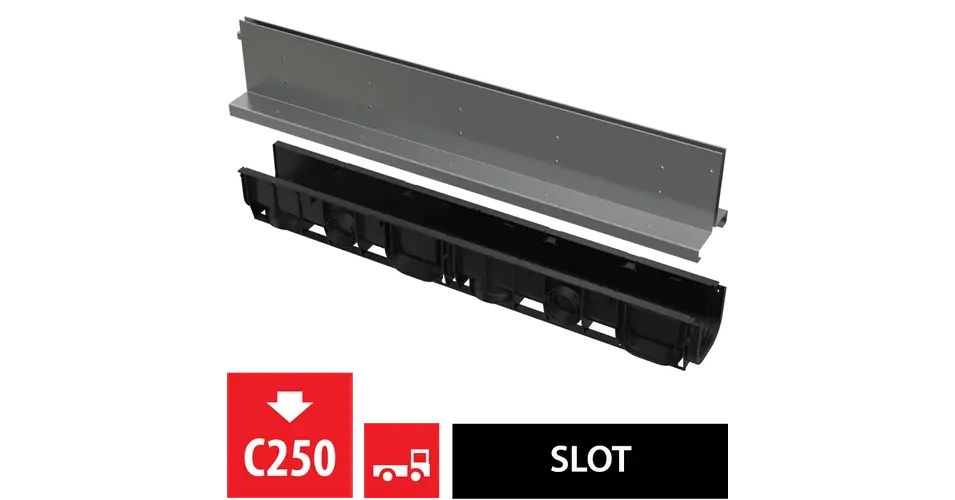 ALCA szimmetrikus kültéri résfolyóka 160 mm, rozsdamentes acélból Kedvezményes ár
