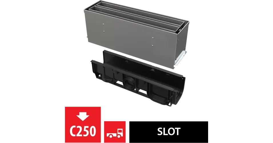 ALCA szimmetrikus kültéri résfolyóka revíziós résszel 160 mm, rozsdamentes acélból Nézd meg most