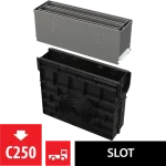 Árcsökkenés ALCA szimmetrikus kültéri réslefolyó revíziós résszel 160 mm, horganyzott acélból