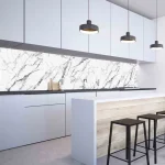 Konyhai hátfal Wallplex falburkoló Fehér Márvány 60x120cm Újdonság
