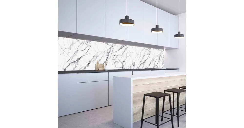 Konyhai hátfal Wallplex falburkoló Fehér Márvány 60x120cm Újdonság