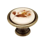 Fogantyú P07-01-02-04 Antik bronz-barna virág porcelán Árcsökkenés