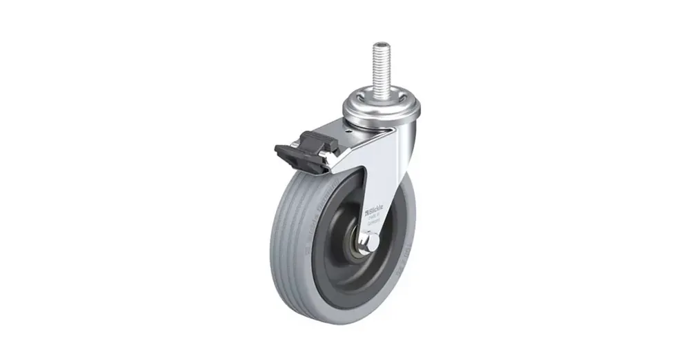 Blickle görgő menetes M10 - LRA-VPA 100K-FI-GS10 stop-fix fékkel, tömörgumi Prémium