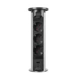 Legkelendőbb Munkalapba süllyeszthető Motoros elosztó 3-as 1,5m + 2USB Ezüst