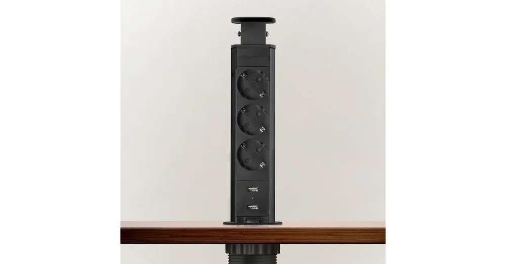 Konnektor Munkalapba süllyeszthető 3-as 1,5m+USB Matt Fekete Exkluzív ajánlat
