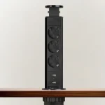 Konnektor Munkalapba süllyeszthető 3-as 1,5m+USB Szálcsiszolt Fekete Azonnali szállítás