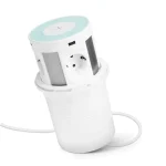 Olcsóbb Rejtett elosztó konnektor LIFT 4x230V + 2USB + 2xType-C + Vezeték nélküli töltés Fehér