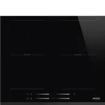 Szuper akció SMEG INDUKCIÓS FŐZŐLAP, Universal design, 60 cm, 4 főzőzóna, 2 MultiZone híd zóna, lekerekített él, fekete üveg