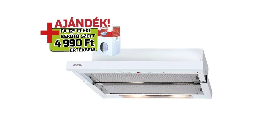Ajánlat CATA - Páraelszívó TF-5260 WH/L fehér (2 motoros) + FA125/3 bekötő szett