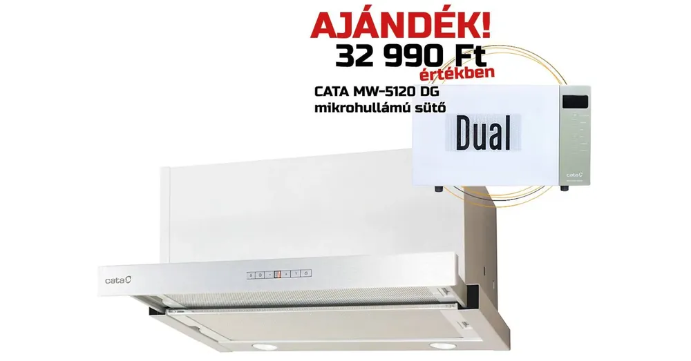 CATA - Páraelszívó TFH-7600 X inox + AJÁNDÉK CATA MW-5120 DG green mikrohullámú sütő Biztonságos fizetés
