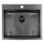 Outlet LAVEO MALAWI inox grafit színű beépíthető inox mosogató szifonnal, 50x58x20 cm