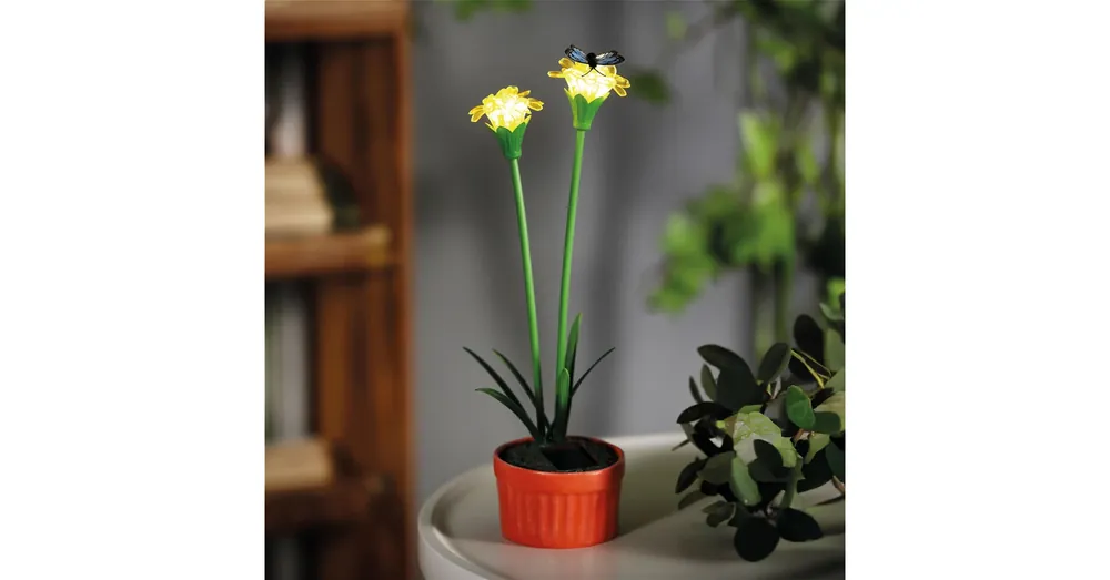 Szolár színes virág - 8 x 8 x 32 cm - 10 melegfehér LED - sárga Árengedmény