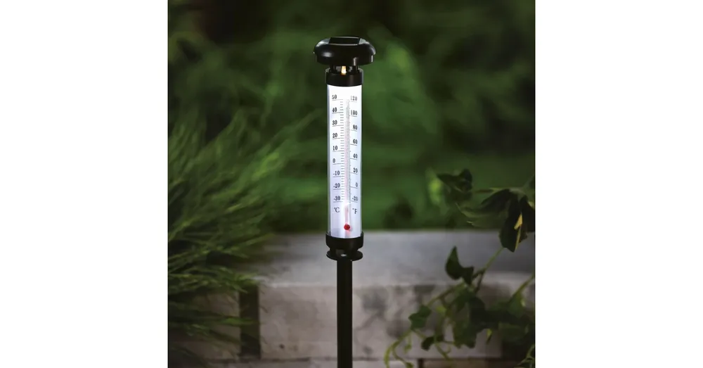 Szolár kerti hőmérő - hidegfehér LED - 6,3 x 44,5 cm Kiárusítás