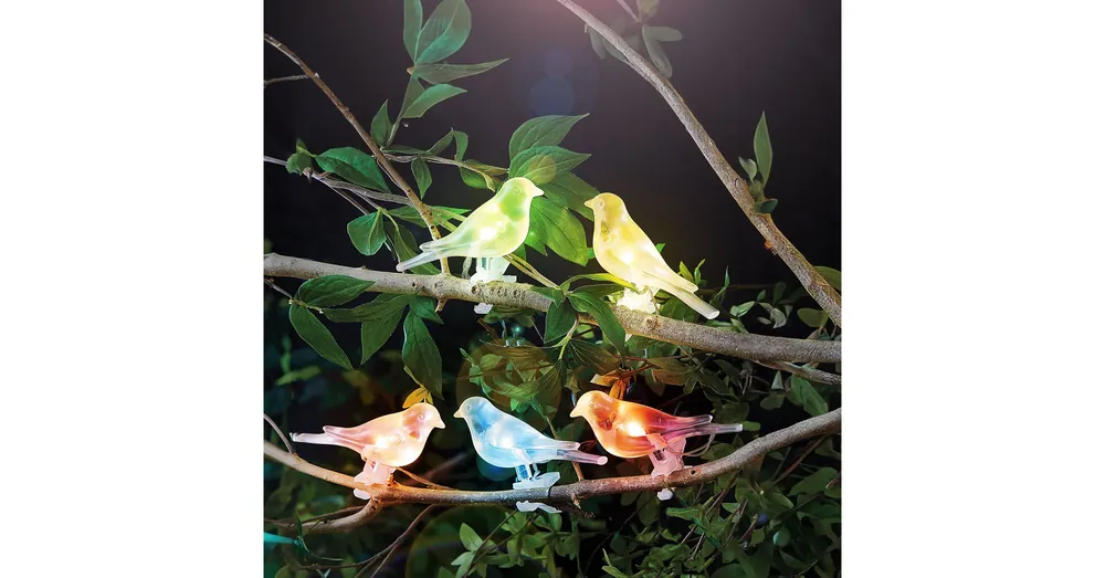 Szolár fényfüzér - madárka, csipeszes - 80 cm - 5 színes, RGB LED Olcsó