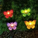 Leszúrható LED szolár - pillangók - színes - fekete - műanyag - 9 x 9 x 8,5 cm Legkelendőbb