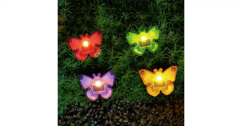 Leszúrható LED szolár - pillangók - színes - fekete - műanyag - 9 x 9 x 8,5 cm Legkelendőbb