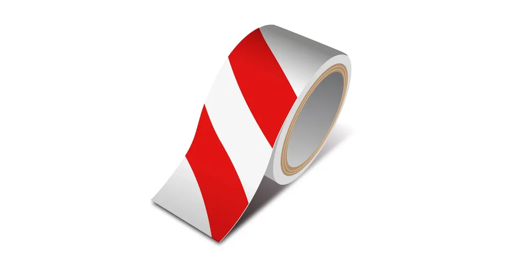 Veszélyt jelző ragasztószalag - piros / fehér - 50 mm x 33 m Prémium