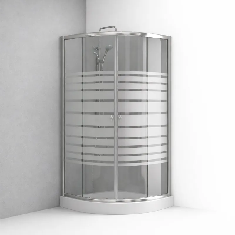 Expressz kézbesítés HTB, Murano, Zuhanykabin, Íves, tálcával és szifonnal, csíkos üveg, króm keret, 90x90 cm, 5 mm (8120 stripe), BHS