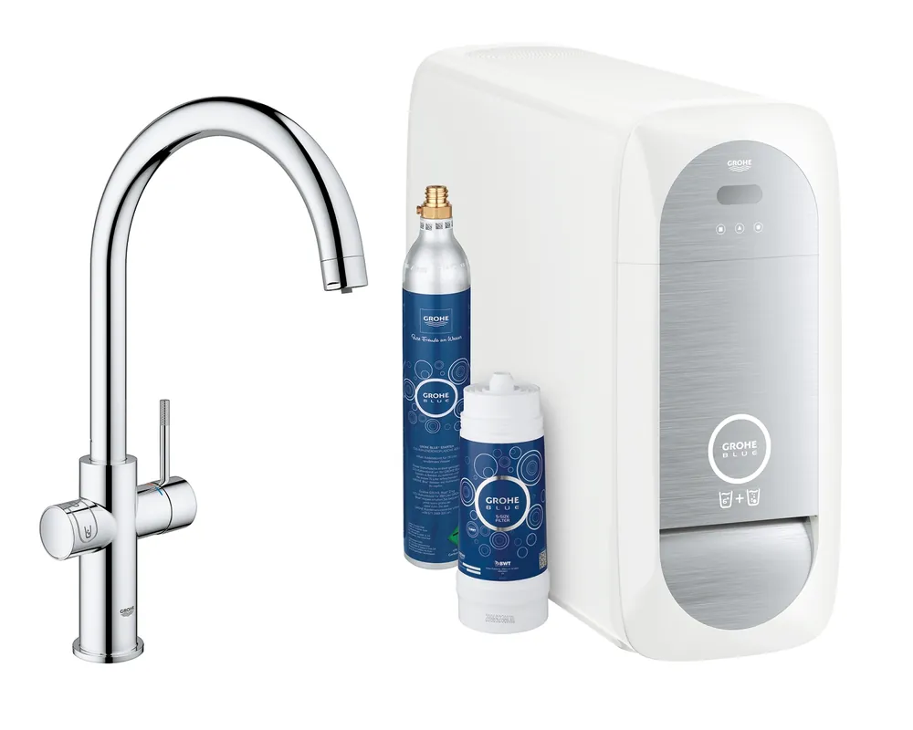 Árcsökkenés Grohe, Blue Home Duo vízszűrős konyhai csaptelep alapkészlet - C kifolyó, 31455001