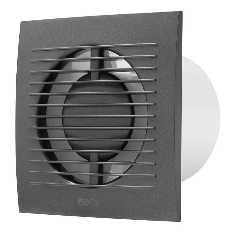 E-EXTRA Elszívó ventilátor EE100HTA, antracit, időzítő/páraérzékelő, NA100mm, 100m3/h, négyzet alakú Biztonságos vásárlás