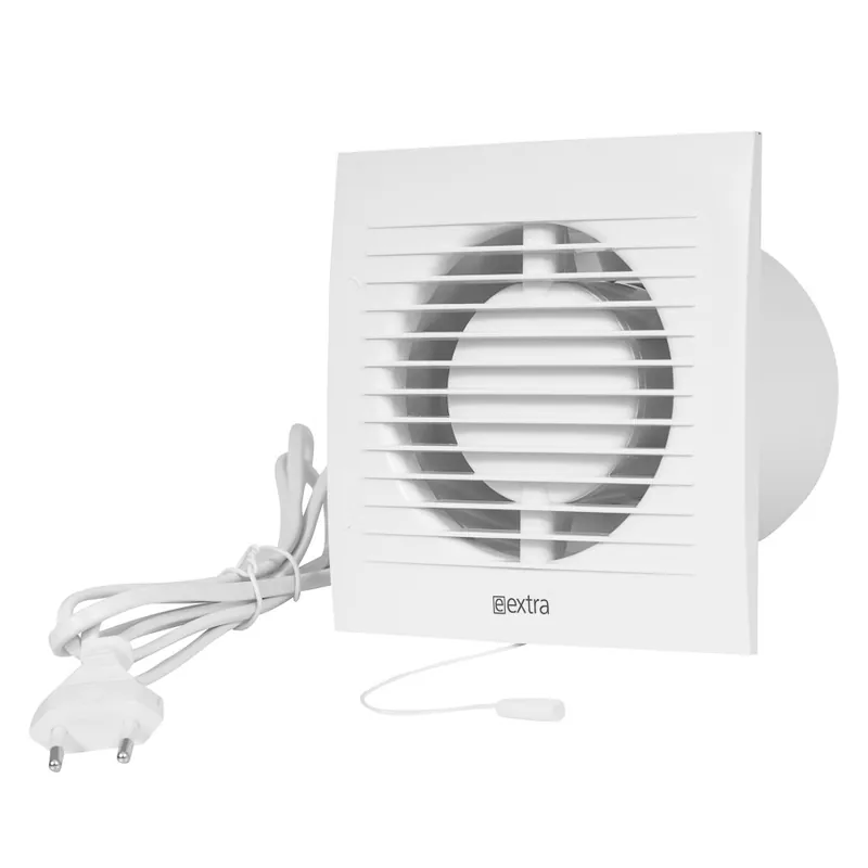 E-EXTRA Elszívó ventilátor EE100WP, fehér, vezeték/kapcsoló, NA100mm, 100m3/h, négyzet alakú Outlet