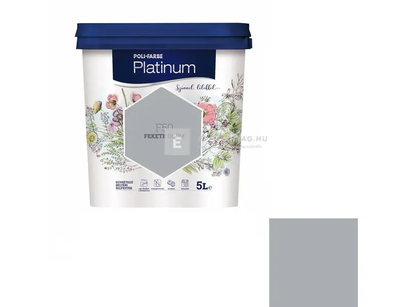 Expressz kézbesítés Poli-Farbe Platinum beltéri falfesték F50 fekete üröm 5 l