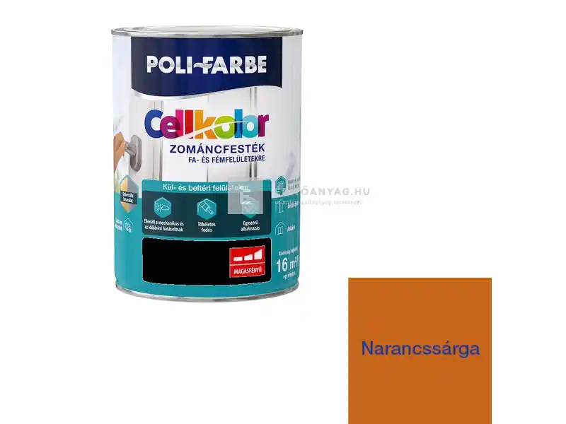 Kedvezmény Poli-Farbe Cellkolor magasfényű zománcfesték narancssárga 0,8 l