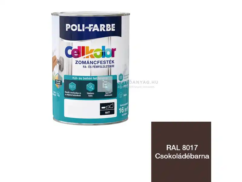 Biztonságos vásárlás Poli-Farbe Cellkolor matt zománcfesték RAL 8017 csokoládébarna 0,8 l