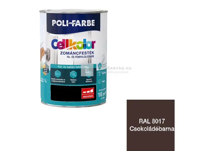 Poli-Farbe Cellkolor magasfényű zománcfesték RAL 8017 csokoládébarna 5 l Népszerű