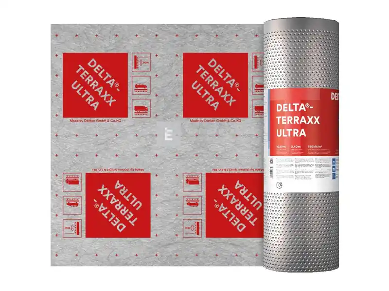 Akció Dörken Delta-Terraxx Ultra, extrém nyomószilárdságú, geotextíliával kasírozott felületszivárgó lemez 2,4x10,5 m